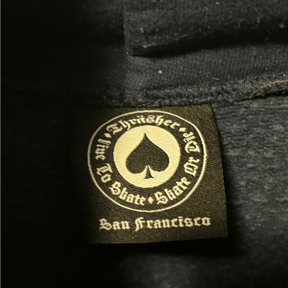 Thrasher navy hoodie. size L - Picture 5 of 6